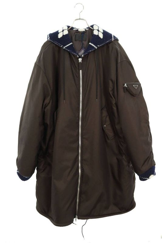 Prada Sgb896 RE Nylon Knit Switched Oversize Cotton Coat Men's XL