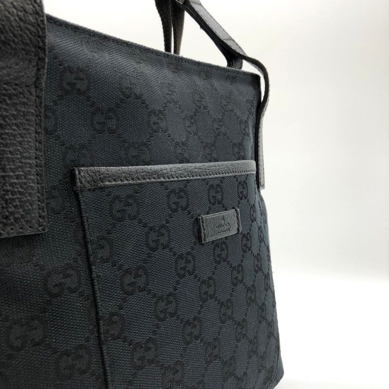 Gucci 122793 Shoulder Bag Black GG Canvas Women Men Fashion