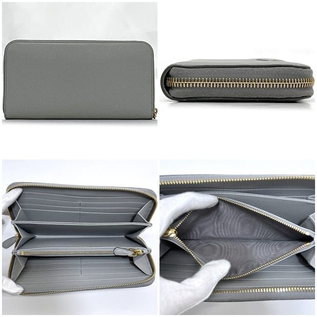 Prada Round Zipper Long Wallet Gray 1ml506 Excellent Condition Wallet