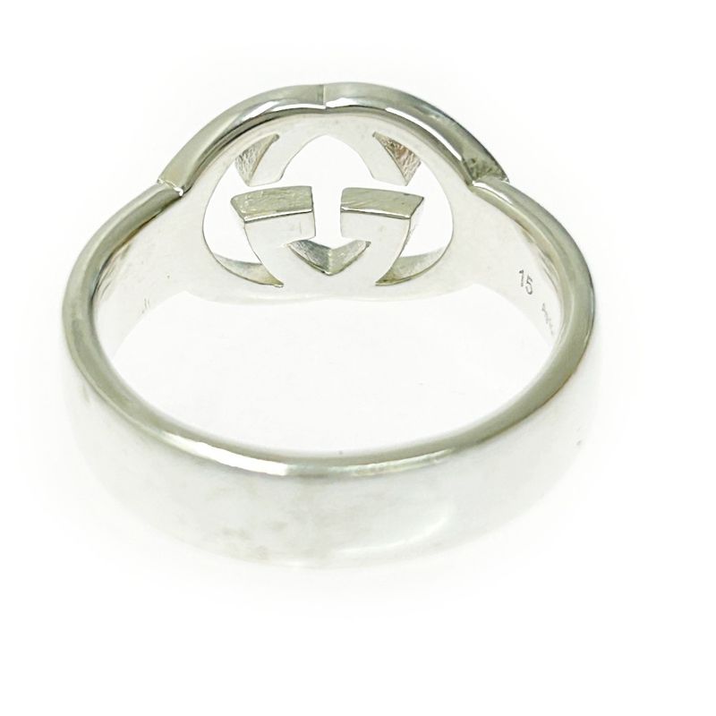 Gucci Silver Interlocking G Ring 5.2g 925 Engraved 368333 Ring
