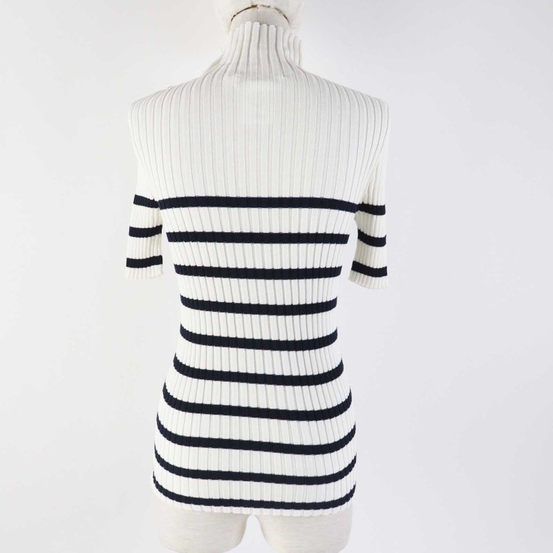 Christian DIOR 114s48am725 100% Cotton Logo Button Striped High Neck Short