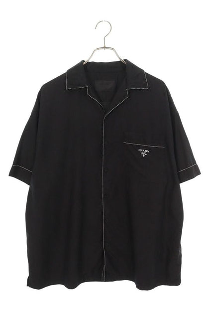Prada Sc738 Logo-printed Silk Short Sleeve Shirt Men's S
