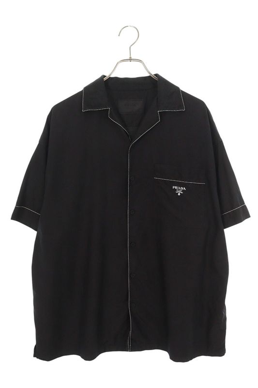 Prada Sc738 Logo-printed Silk Short Sleeve Shirt Men's S