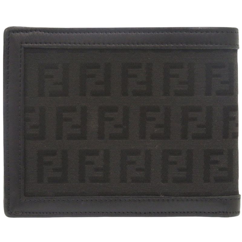 Fendi Zucca 7m0001 Canvas Black Bifold Wallet Black 0887 Fendi