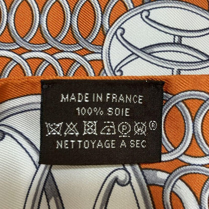 Hermes Scarf Twillie 063777s 06 Orange White And Light Gray Ribbon Scarf / LIFT