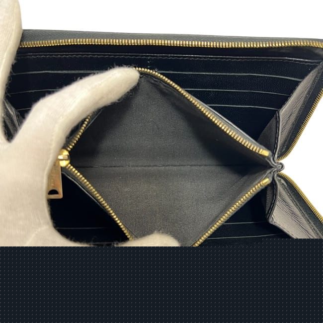 Celine Round Zipper Long Wallet Black Wallet Leather Preowned