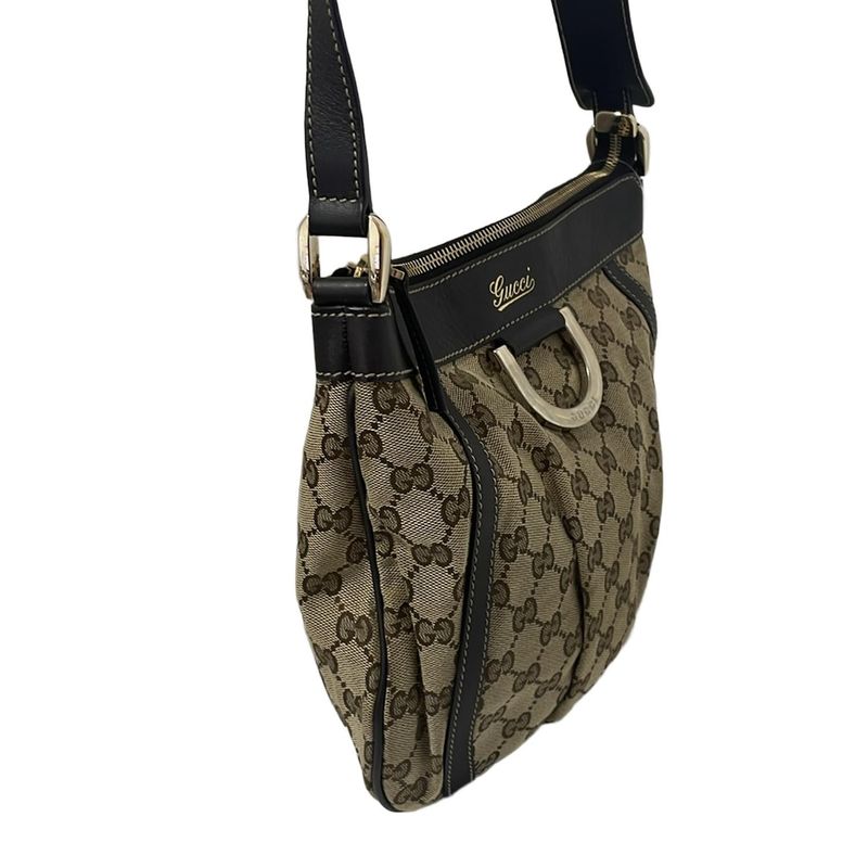 Gucci Shoulder Bag Abby 203257 Beige And Dark Brown Leather