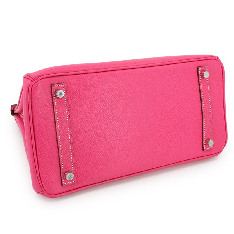 Hermes Candy Birkin 30 Epson Rose Tillian Ruby Hand Bag Stamped ?O Silver