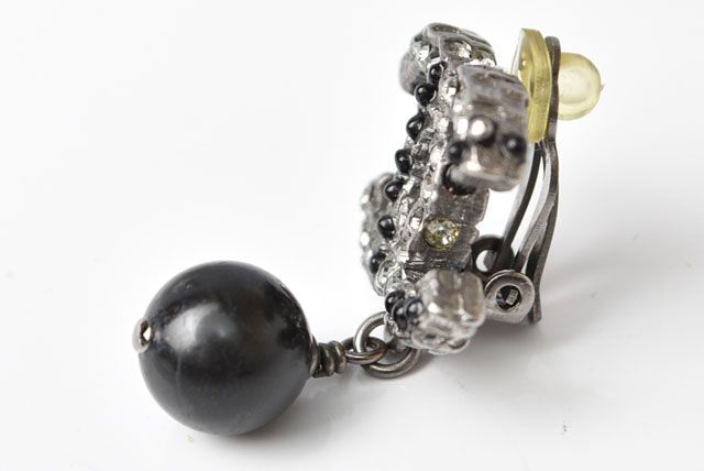 Chanel Earrings Accessories Rhinestone Pearl Gunmetal Black