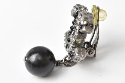 Chanel Earrings Accessories Rhinestone Pearl Gunmetal Black