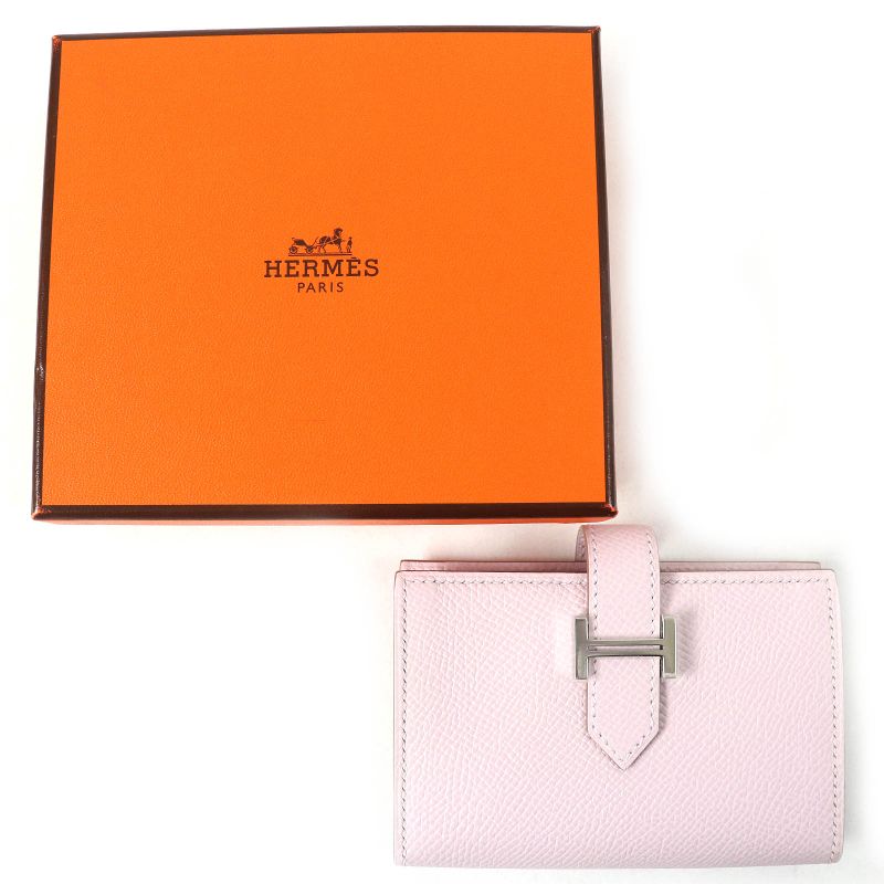 Hermes Bearn Mini Mauve Père Silver Hardware Vaux Epson Compact Wallet Bifold