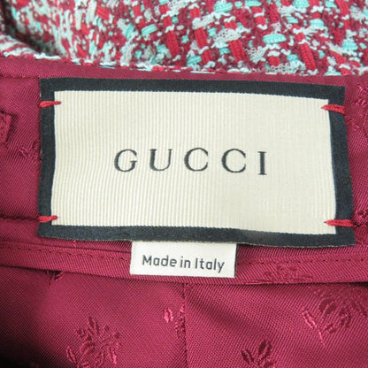 Gucci 691396 Tweed Shorts With Horseshoe Buttons Red Greenish 42 Made In Italy