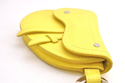 Christian DIOR Vintage Saddle Pouch Wallet Leather Yellow CD 3224n