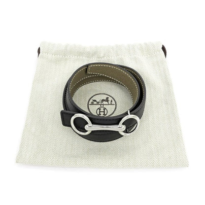 Hermes Elitage Belt 80cm (31.50in) Black Etoupe Silver-hardware B