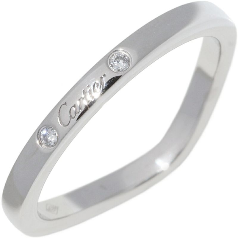 Cartier Ring Pt950 Diamond 3P (001ct) Ballerina Wedding Ring Width 2mm (008in)