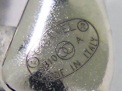 Authentic Chanel Coco Mark Necklace Pendant Metal Silver Hardware Black Coco