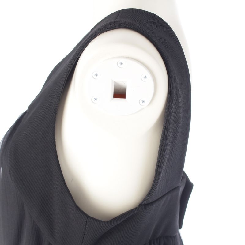 Chanel Silk Coco Mark Camellia Ribbon Camisole Dress P45488 Black 36