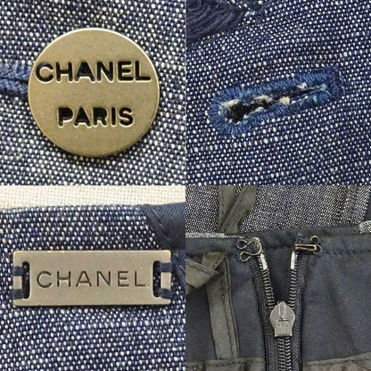 Chanel Setup Vest Gilet 38 Skirt 36 Denim Cotton Apparel Clothes Ladies