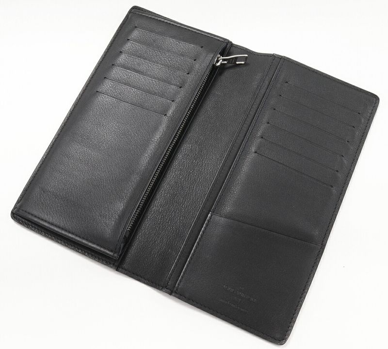 Louis Vuitton Zipper Long Wallet With Coin Purse Taurillon Leather Noir Black