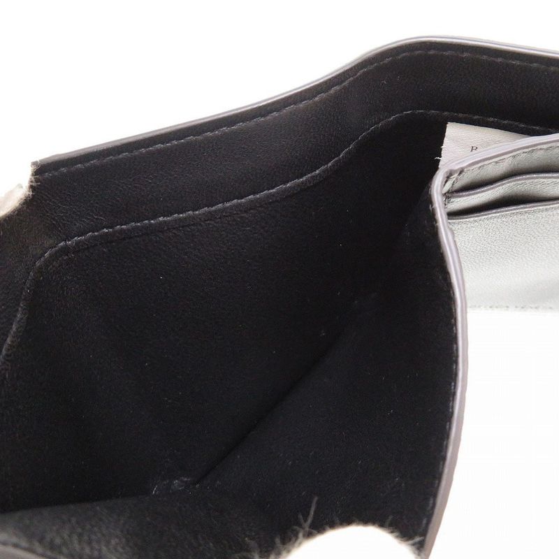 Bottega Veneta Intrecciato Compact Wallet Leather Black Trifold Wallet Purse