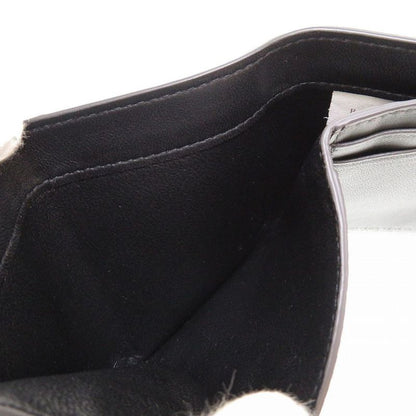 Bottega Veneta Intrecciato Compact Wallet Leather Black Trifold Wallet Purse