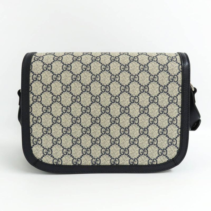 Gucci Horsebit 1955 Medium 602204 Shoulder Bag Navy - GG Supreme