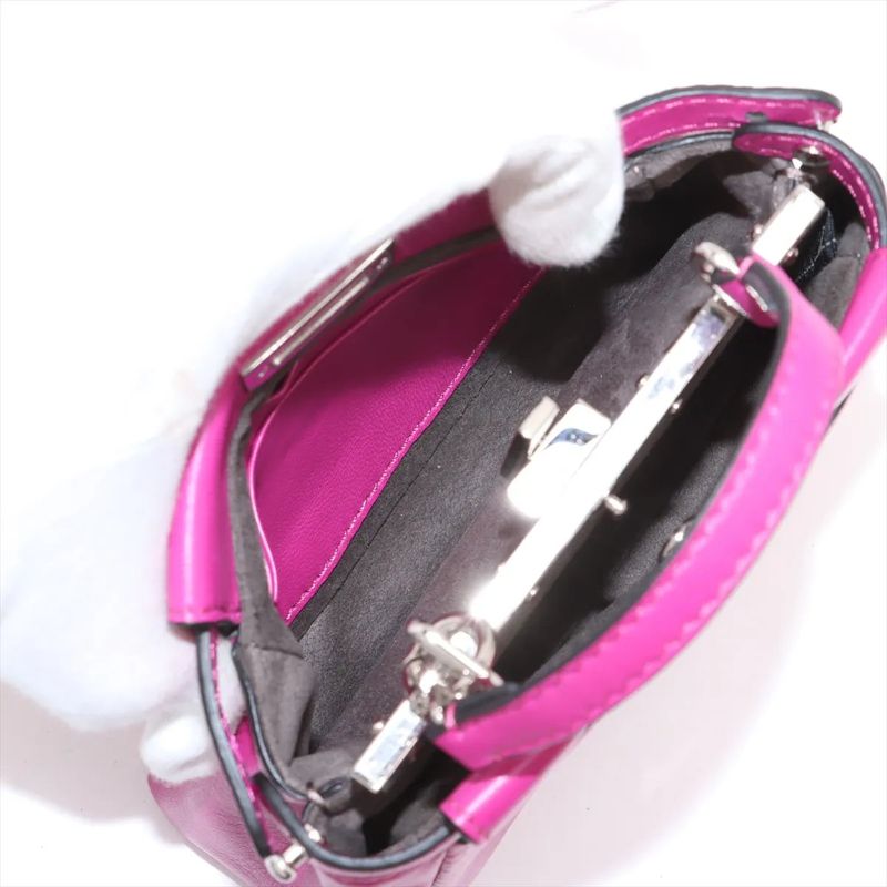 Fendi Micro Peekaboo Leather 2WAY Handbag Crossbody Shoulder Tote 8m0355 Women