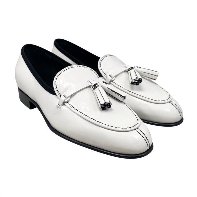 Chanel Loafers Fringe Moccasins G45405 B15187 Nt864 36 Size Calfskin Coco Mark