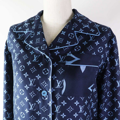 Louis Vuitton 22AW 100% Silk Monogram Pajama Shirt/long Sleeve Shirt Navy