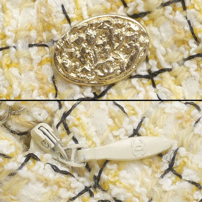Chanel Tweed Skirt Yellow Color Size 36