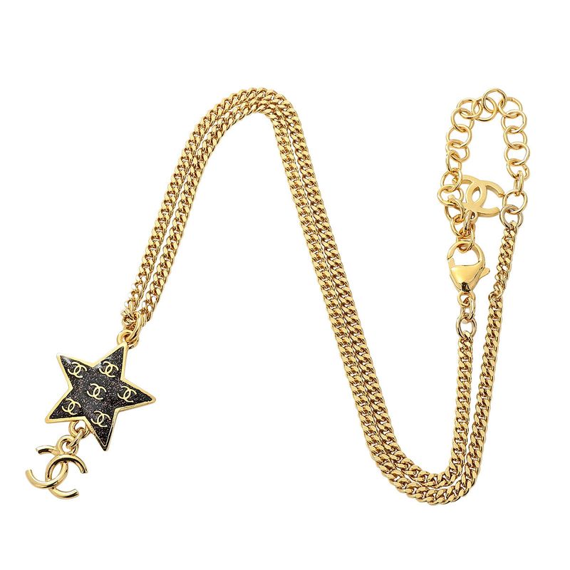 Chanel Necklace Star Motif Pendant Necklace Gold