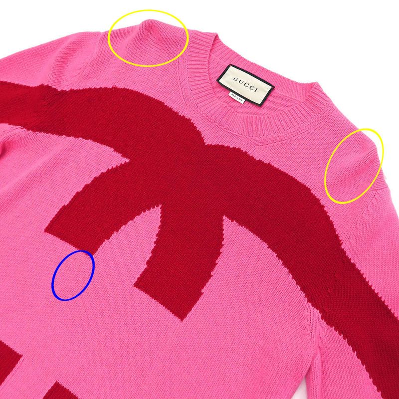 Gucci Long Sleeve Knit S Size Pink 563519 Seater 100% Wool Long Sleeve