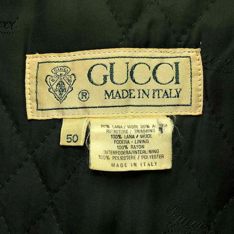 Gucci | 80s Vintage Wool Elbow Patch Zip Up Jacket | 50 | Navy | Men's