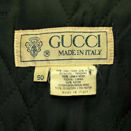 Gucci | 80s Vintage Wool Elbow Patch Zip Up Jacket | 50 | Navy | Men's