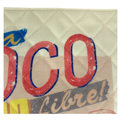 Chanel Coco Cuba Coco Mark White Multicolor Silver Hardware Canvas Clutch Bag