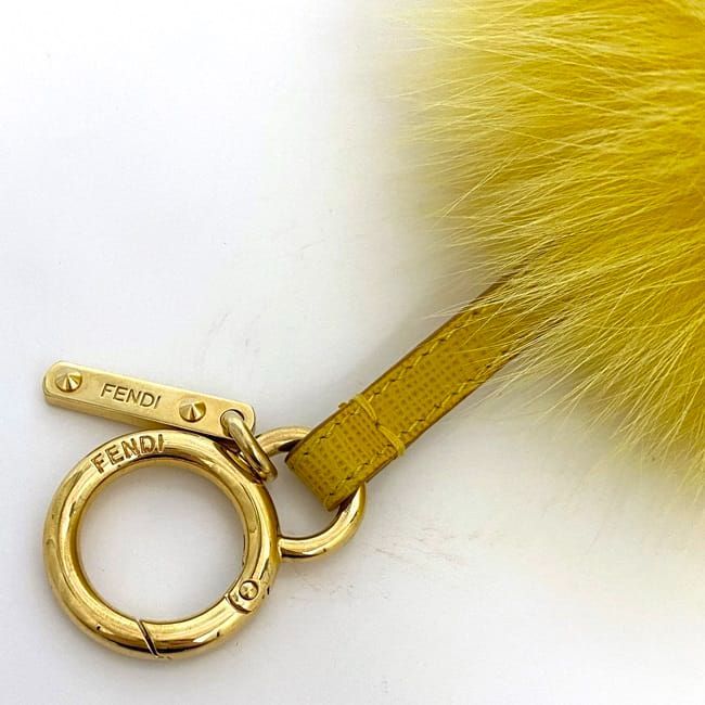 Fendi Bag Charm Ec20971 Yellow Excellent Condition Fur GP