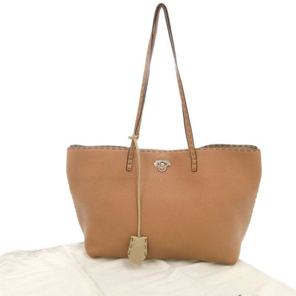 Fendi Selleria Carla Leather Brown Tote Handbag Brown 0024 Fendi