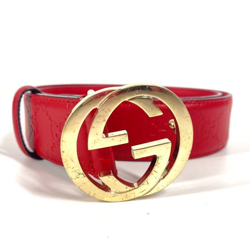 Gucci Belt GG Buckle 370543 Cima Leather Red