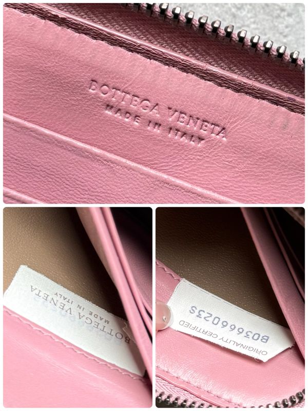Bottega Veneta Round Zipper Long Wallet Intrecciato Pink Long Wallet Calf