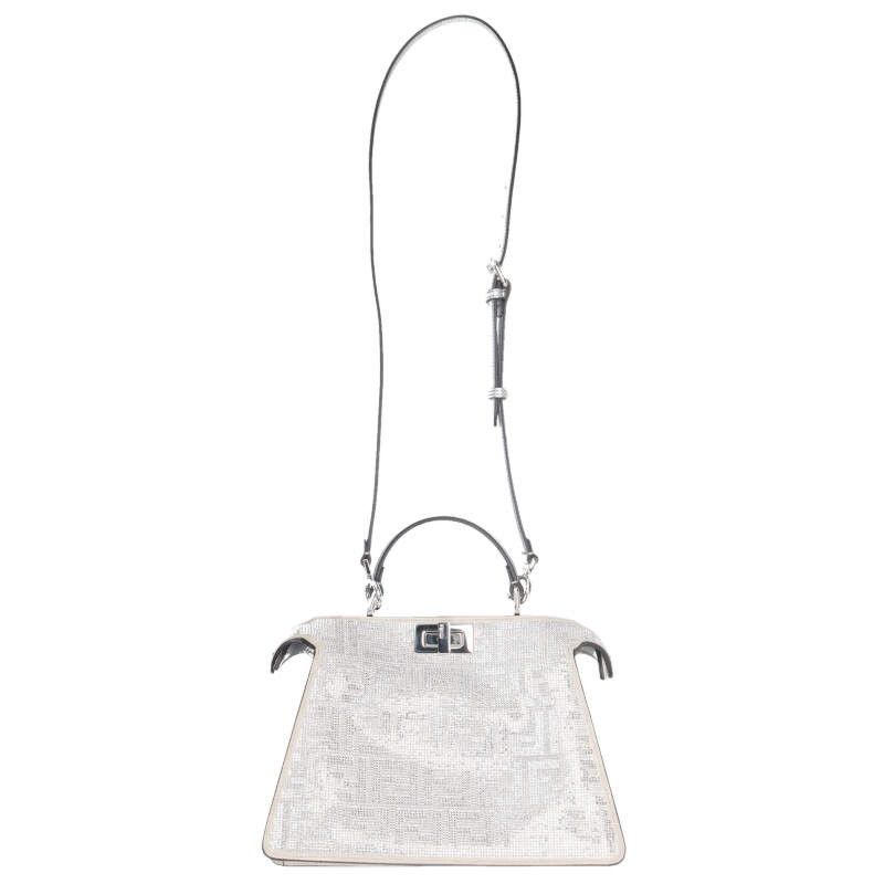 Fendi 8bn327 Peekaboo Icy Youth Small 2way FF Pattern Crystal Handbag Women