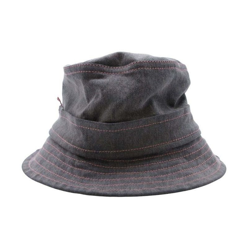 Good Christian Dior Pink Stitch Denim Bucket Hat Brim Hat 58 Gray Ladies Old