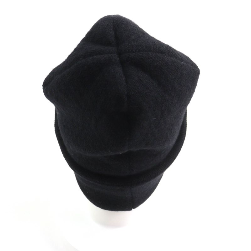 CHANEL Wool Cashmere Blend Logo Design Knit Hat Knit Cap Hat Black Made In