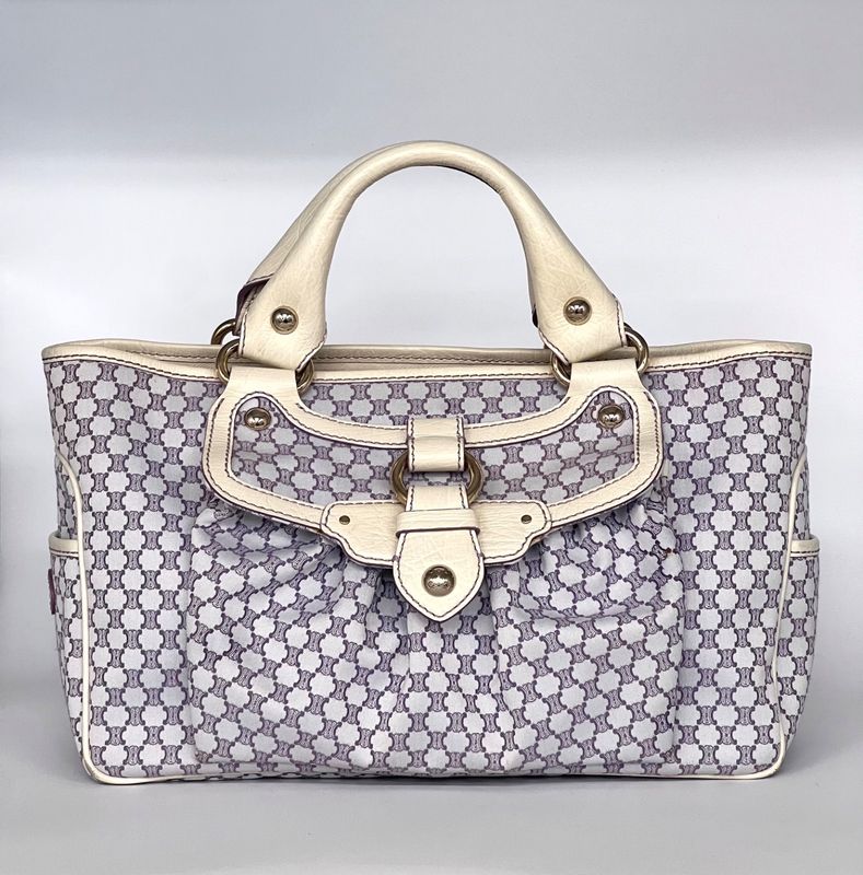 Celine Handbag Macadam Pattern Purple White 33bs140