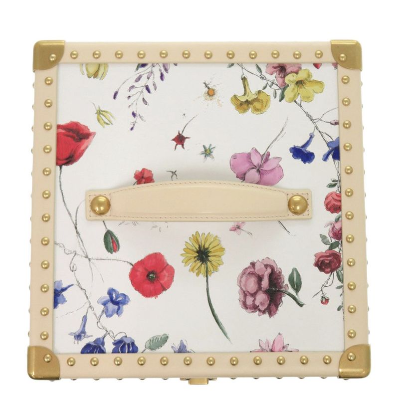 Christian Dior Flower Floral Trunk Leather White Small Bag 1360 Christian Dior