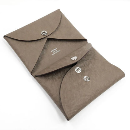 Hermes Calvi Duo Etoupe Coin Case With Coin Case Epson Leather W