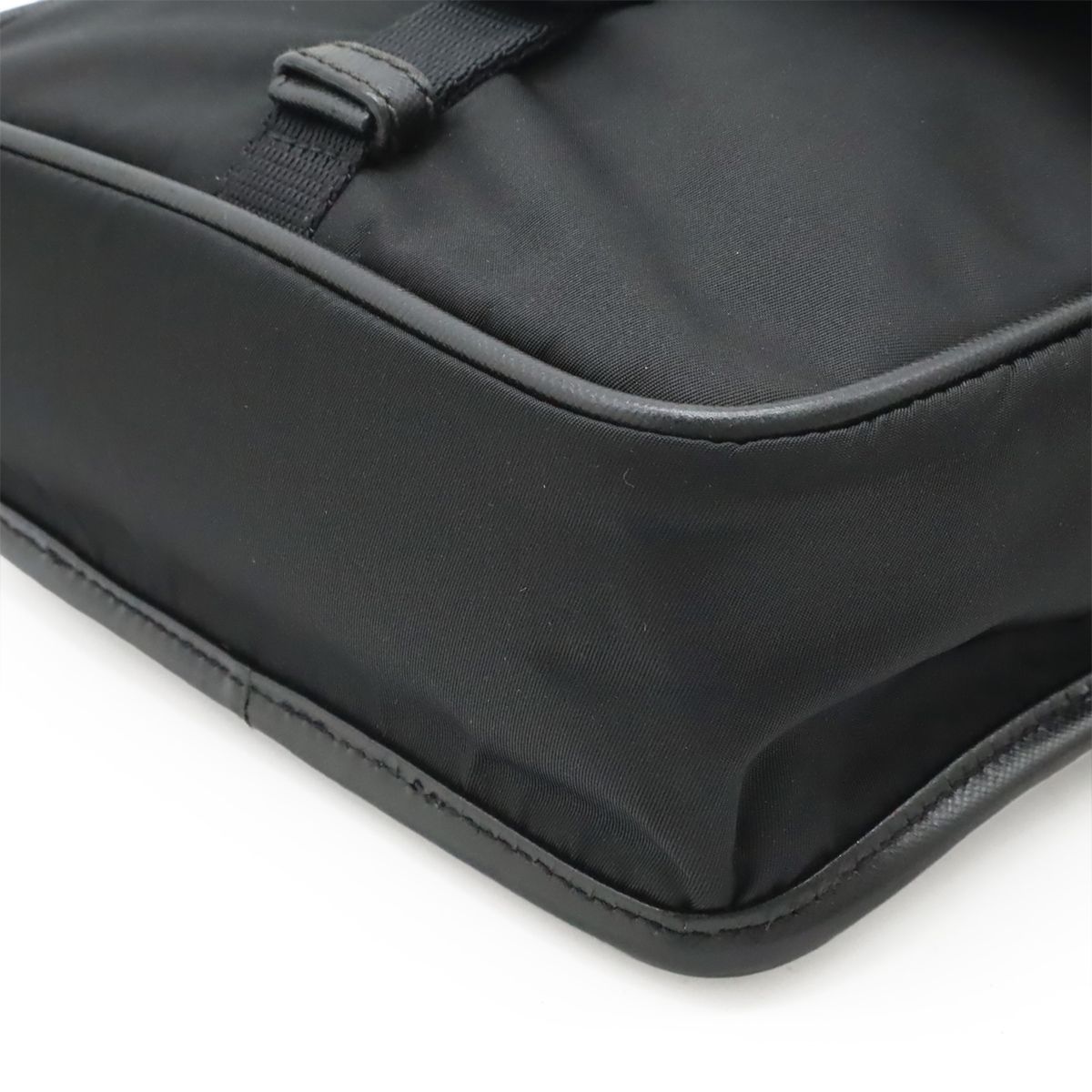 Prada Shoulder Bag Pochette Crossbody Nylon Leather NERO Black Black Silver