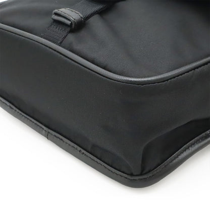 Prada Shoulder Bag Pochette Crossbody Nylon Leather NERO Black Black Silver