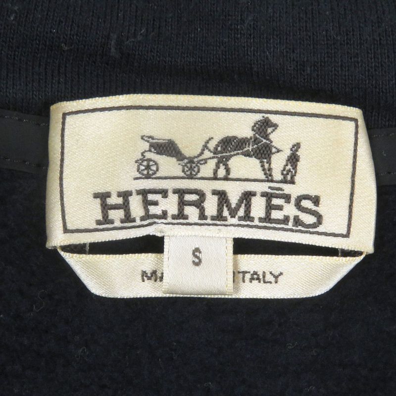 Hermes 20AW Run H Sideline 100% Cotton H Logo Zip Hoodie Navy S Made In Italy