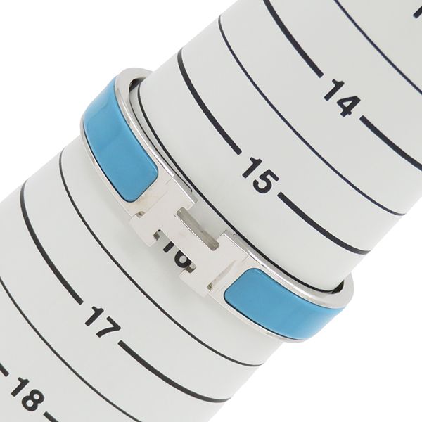 Hermes Bracelet Click H PM Metal Enamel Blue and Silver Hardware H Bracelet