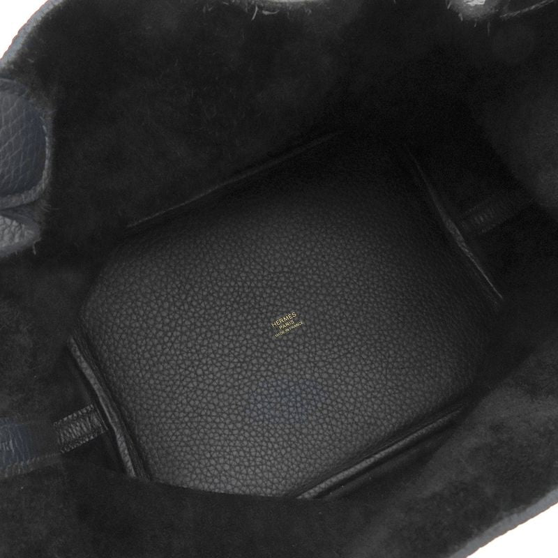 Hermes Handbag Picotin Lock MM Taurillon Clemence Black Gold Hardware Black